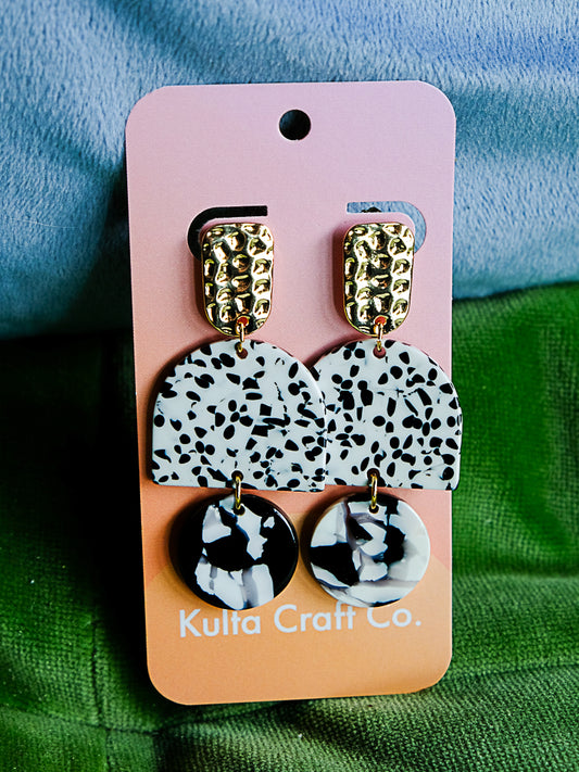 Dalmatian Acetate Geometric Statement Earrings