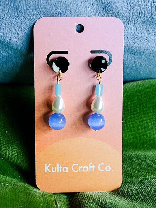 Cornflower Blue Agate Drop Earrings