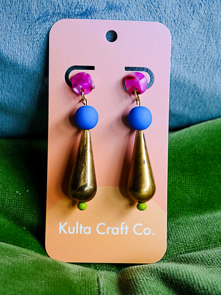 Acrylic and Czech Glass Statement Drop Earrings