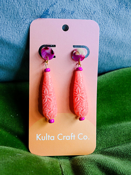 Pink Acrylic Drop Earrings